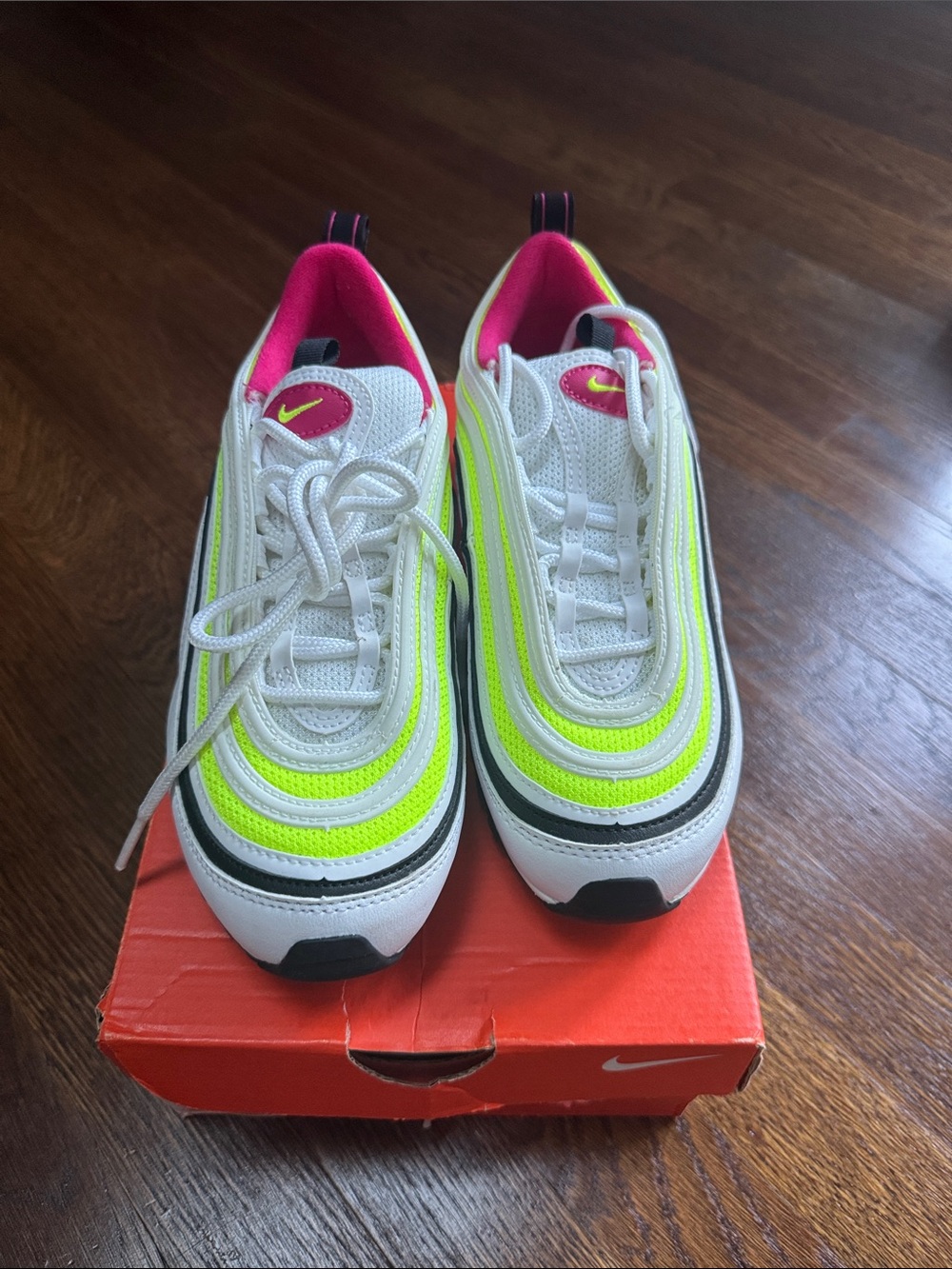 Nike White Neon Yellow Pink Low-Top Sneakers